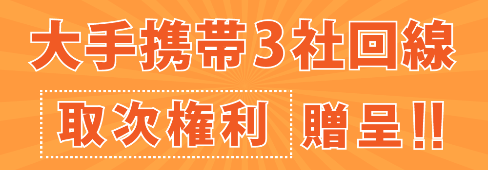 大手携帯体会社3社回線取得